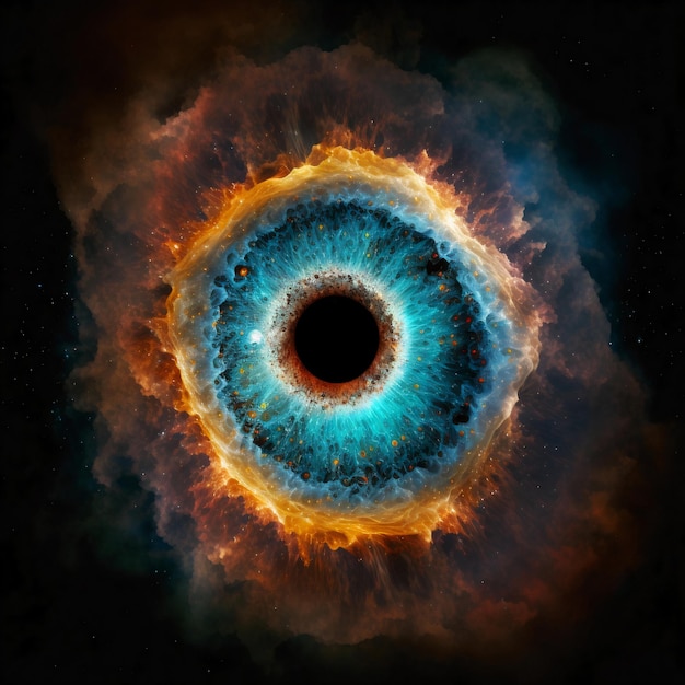 Photo conception d'illustration de l'oeil de dieu sous la forme d'un trou noir formé après le big bang