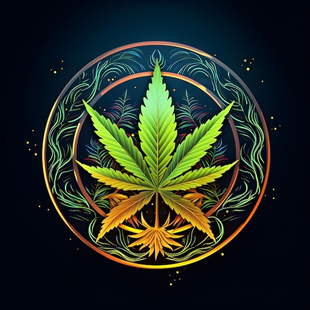 Conception d'illustrations de badge créatives et dynamiques pour les feuilles de chanvre de cannabis et de marijuana