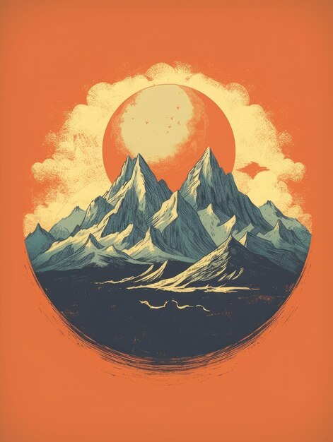 Conception d'image vintage de montagnes Impression pour T-shirts