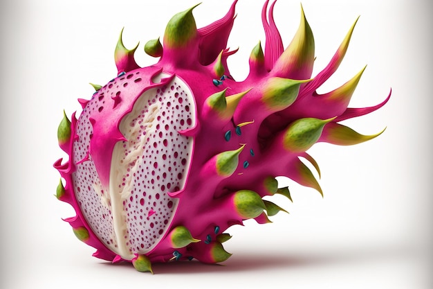 Conception innovante utilisant pitahaya dragonfruit Notion plate de nourriture Dragonfruit pitahaya sur fond blanc