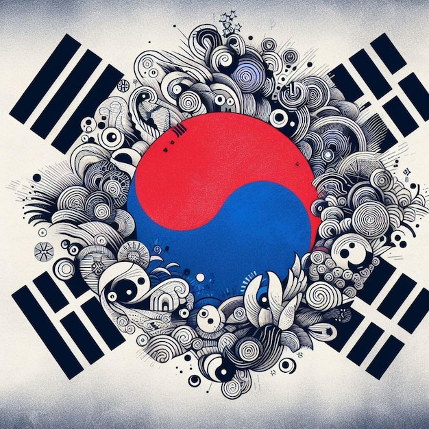 La conception intemporelle du drapeau sud-coréen incarnant l'histoire, la culture et la fierté dans des couleurs vives