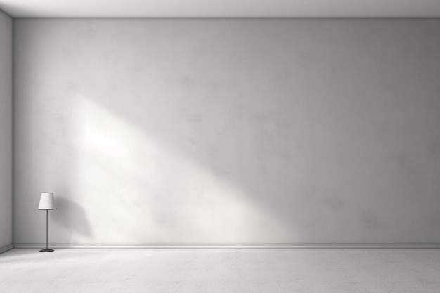 Conception intérieure d'une pièce minimale vide avec un mur gris clair