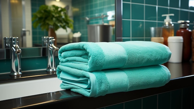 conception intérieure de la salle de bain serviettes de bain et savon modernes