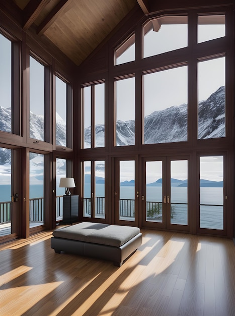 conception intérieure ultra réaliste d'une villa prise de vue moyenne hyper détail élevé génératif AI généré