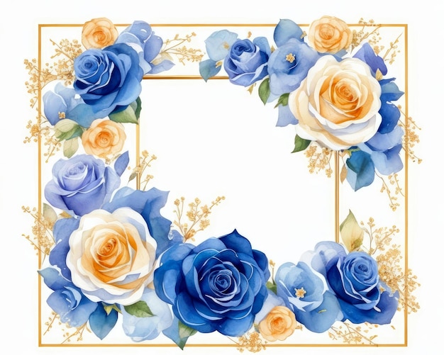 Conception d'invitation de mariage illustration aquarelle roses bleues
