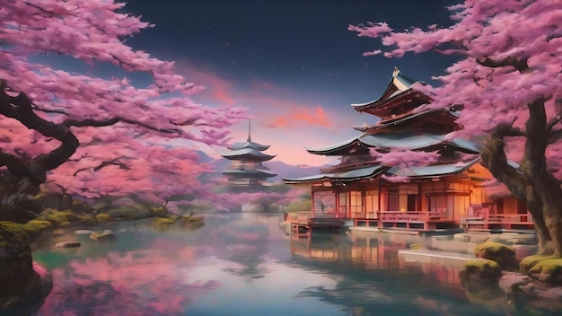 Conception japonaise abstraite avec des couleurs pastel