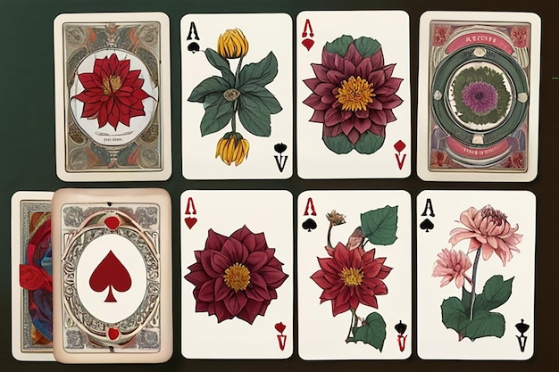 Conception d'un jeu de cartes à jouer à la fleur de dahlia