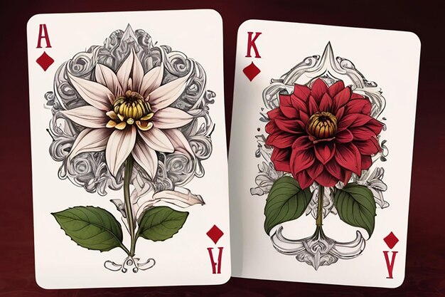 Conception d'un jeu de cartes à jouer à la fleur de dahlia