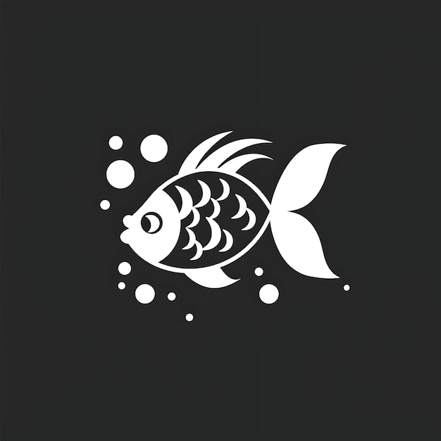 Photo conception d'un logo de poisson avec une forme courbe décorée d'écailles et de bulles creative simple minimal art