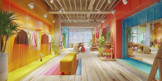 conception de magasin pop-up intérieur coloré