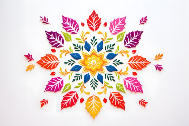Photo conception de mandala de rangoli avec fond de motif de couleurs vives