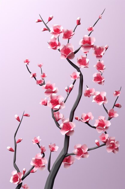 Conception minimale d'une affiche en fleurs de cerisier en 3D