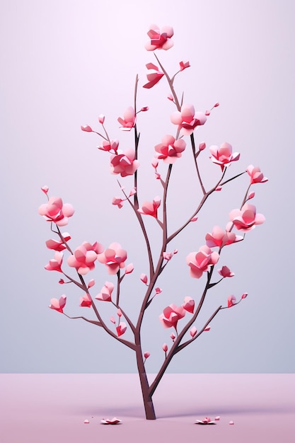Conception minimale d'une affiche en fleurs de cerisier en 3D