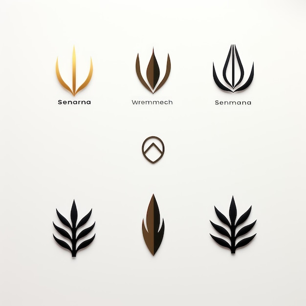 Conception minimaliste du logo et variations sur fond blanc