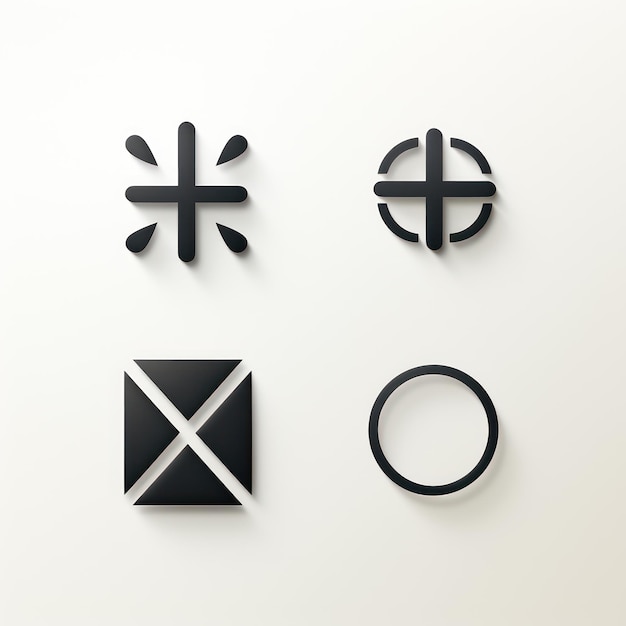 Conception minimaliste du logo et variations sur fond blanc