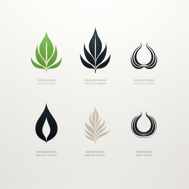 Conception minimaliste du logo et variations sur fond blanc