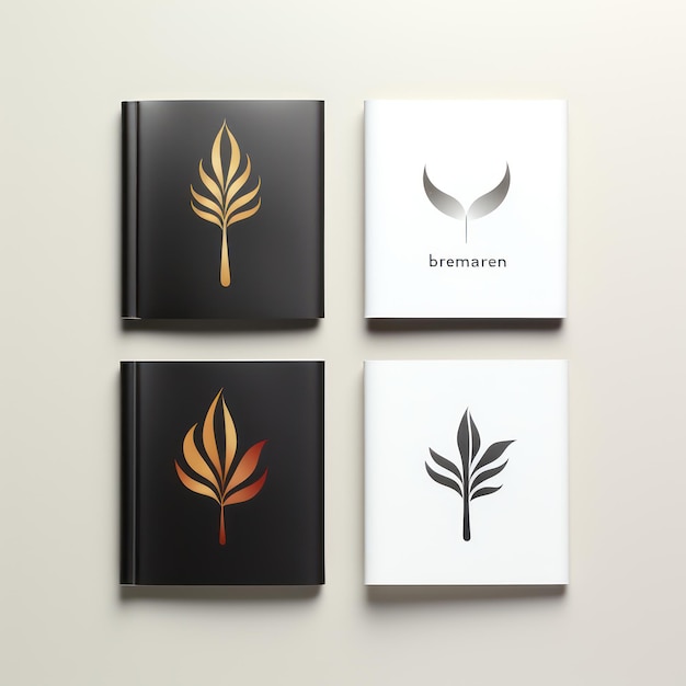 Conception minimaliste du logo et variations sur fond blanc