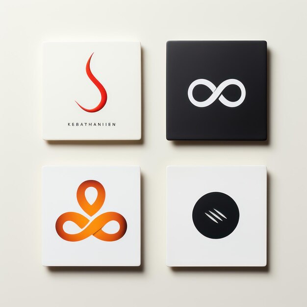 Conception minimaliste du logo et variations sur fond blanc