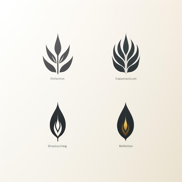 Conception minimaliste du logo et variations sur fond blanc