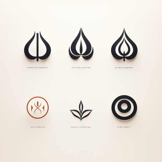 Conception minimaliste du logo et variations sur fond blanc