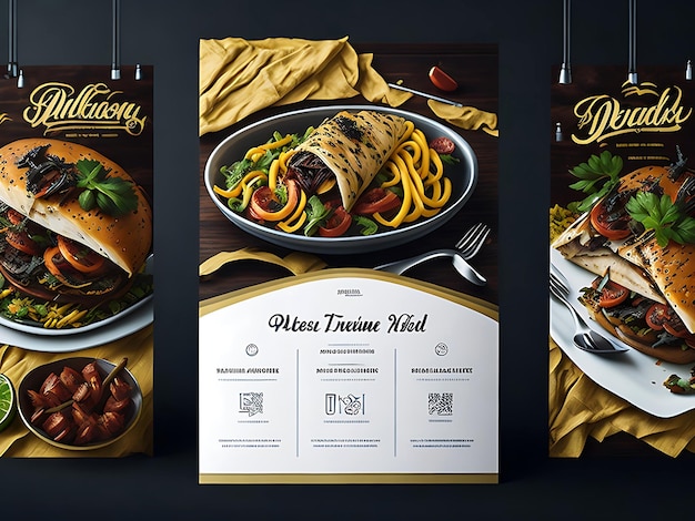 Conception de modèle de bannière web de marketing de médias sociaux de menu de restaurant de restauration rapide