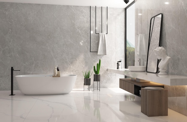 Conception moderne d'une salle de bain en marbre