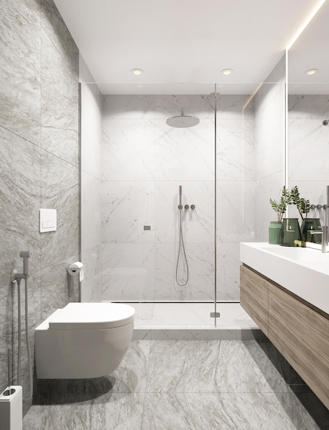 Conception moderne d'une salle de bain en marbre