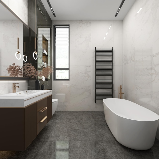 Conception moderne d'une salle de bain en marbre