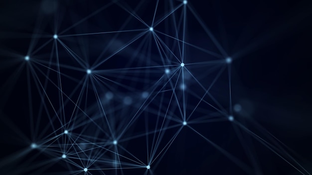Conception moderne de la structure de connexion réseau Arrière-plan abstrait avec des points et des lignes entrelacés 3D