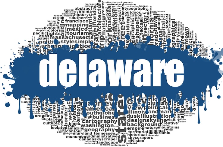 Photo conception de nuage de mot du delaware
