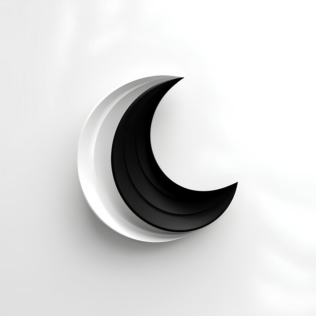 Conception d'ombre au croissant blanc conception minimaliste de conception lunaire illustration tridimensionnelle