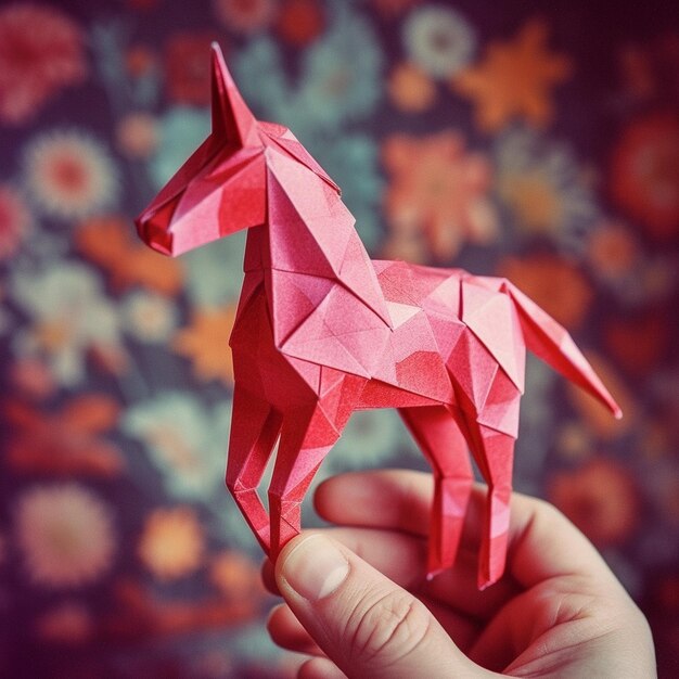 Photo conception d'origami à forme colorée