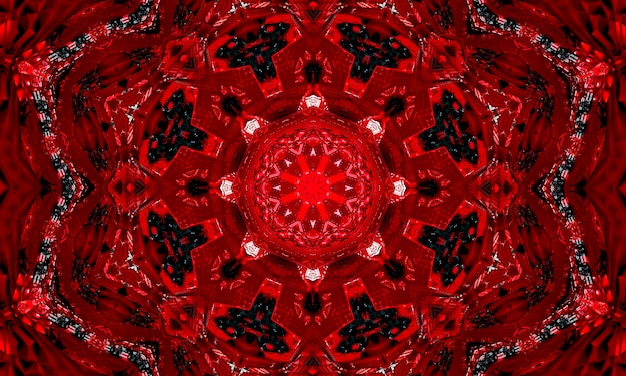 Conception de papier peint motif kaléidoscope étoile rouge d'horreur.