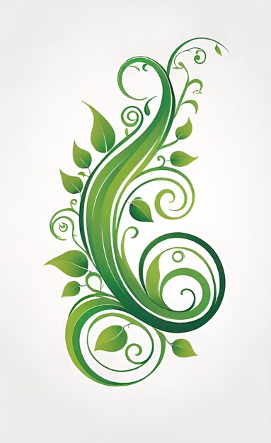 Photo conception de papier peint vectoriel de vignes vertes et de flammes en spirale isolées sur un fond blanc
