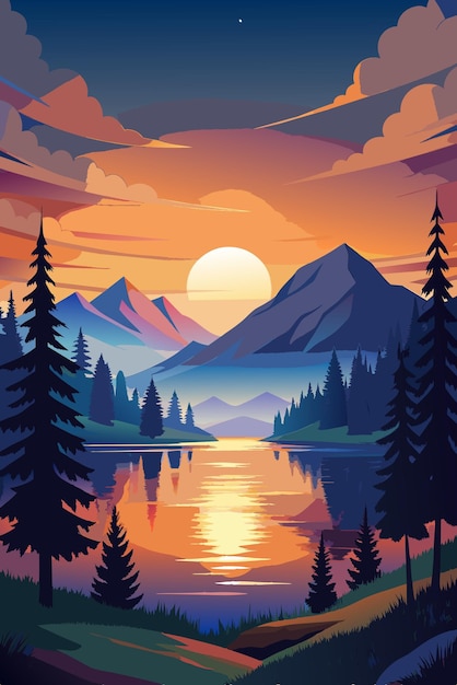 conception de paysages vectoriels avec des arts 3D et des illustrations