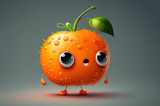 Photo conception de personnage drôle de fruit orange ia générative