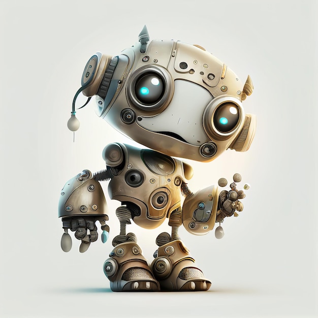 Conception de personnage de petit robot sur fond isolé Créé avec la technologie Generative AI
