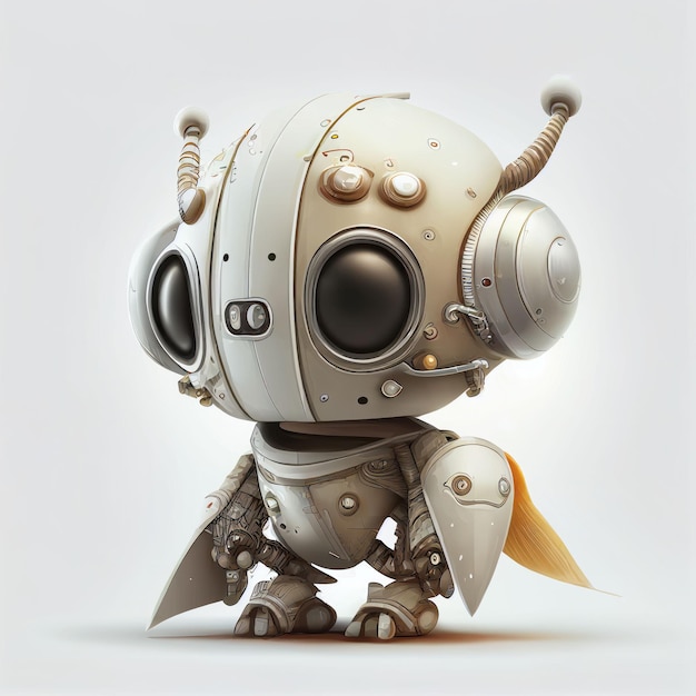 Conception de personnage de petit robot mignon sur fond isolé Créé avec la technologie Generative AI