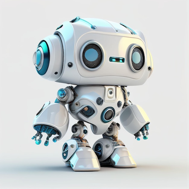 Conception de personnage de petit robot mignon sur fond isolé Créé avec la technologie Generative AI