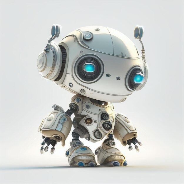 Conception de personnage de petit robot mignon sur fond isolé Créé avec la technologie Generative AI