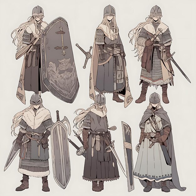 Photo conception de personnages d'anime armure masculine inspirée des vikings mariage nordique tall iron grey gro art conceptuel