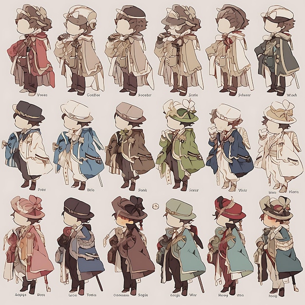 Conception de personnages d'anime Homme Rococo Steampunk Mode de mariage Manteau à éraflures et Goggl Art conceptuel