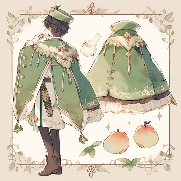 Conception de personnages d'anime Male Fairy Prince Outfit Enchanted Forest Wedding Tall Fores Art conceptuel