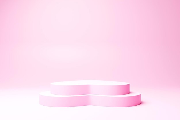 Conception de piste avec des coeurs Fond rose minimal pour le podium du produit 3d de la fête des mères et de la saint-valentin