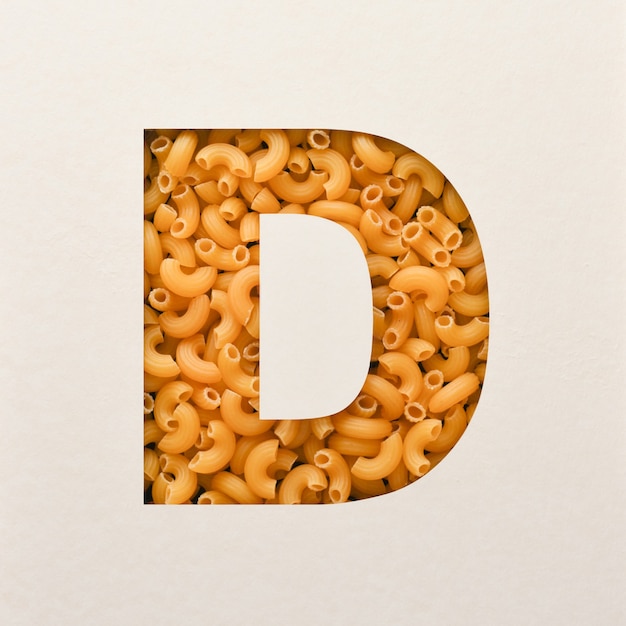 Conception de polices, police alphabet abstraite avec macaroni au coude, typographie alimentaire réaliste - D