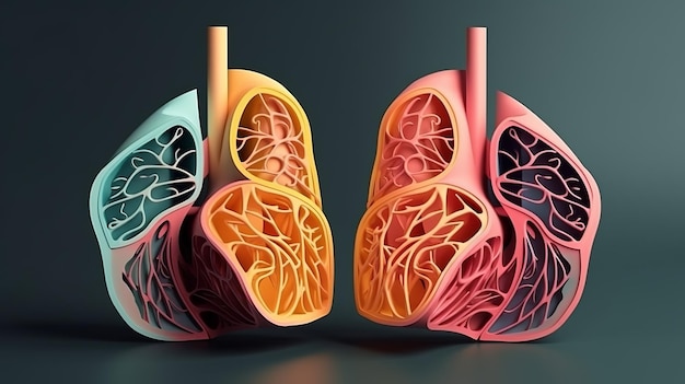Conception de poumons médicaux dans un style abstrait Technologie médicale Technologie de la médecine Concept de soins de santé Concept de pharmacie Élément de conception AI générative