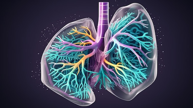 Conception de poumons médicaux dans un style abstrait Technologie médicale Technologie de la médecine Concept de soins de santé Concept de pharmacie Élément de conception AI générative