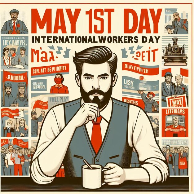 Conception pour la fête internationale des travailleurs du 1er mai et le 1er mai