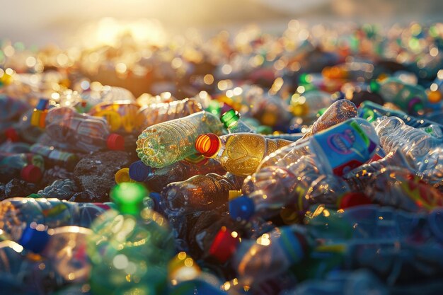 Photo conception de la protection de l'environnement et de la durabilité des matériaux de recyclage des bouteilles en plastique