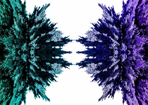 Conception de rasage en métal magnétique symétrique vert et violet sur fond blanc